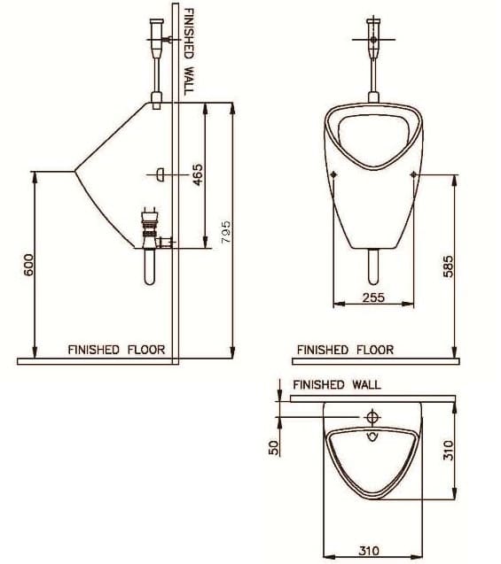 bản vẽ kỹ thuật Bồn tiểu nam Nahm SVU22500100N01 