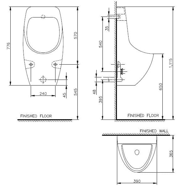bản vẽ kỹ thuật Bồn tiểu nam Nahm SVU23912000N01 