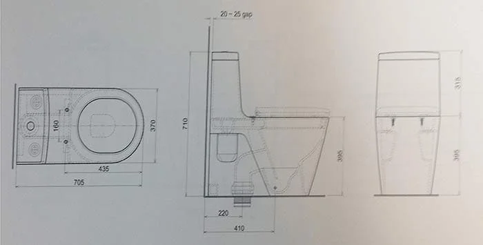bản vẽ kỹ thuật Bồn cầu 1 khối Hafele 588.64.400