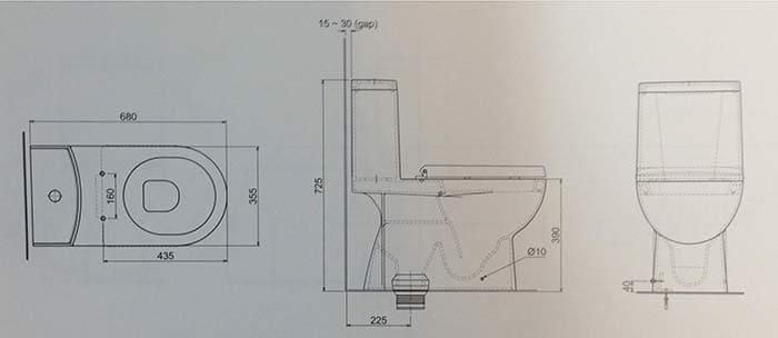 bản vẽ kỹ thuật Bồn cầu 1 khối Hafele 588.64.410
