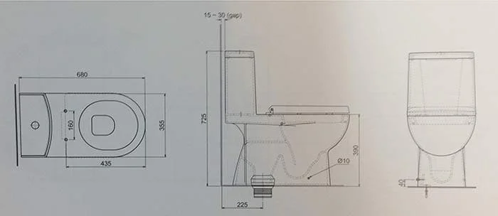 bản vẽ kỹ thuật Bồn cầu 1 khối Hafele 588.64.410