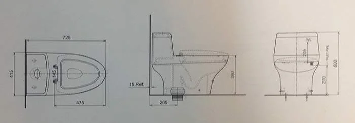 bản vẽ kỹ thuật Bồn cầu 2 khối Hafele 588.64.420