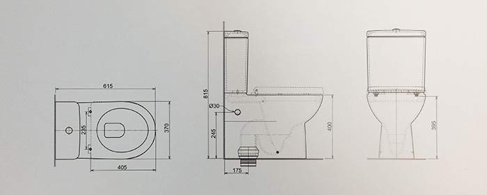 bản vẽ kỹ thuật Bồn cầu 2 khối Hafele 588.64.430