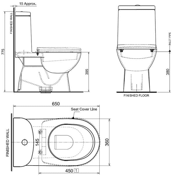 bản vẽ kỹ thuật Bồn cầu 2 khối Hafele Saturn 588.64.470