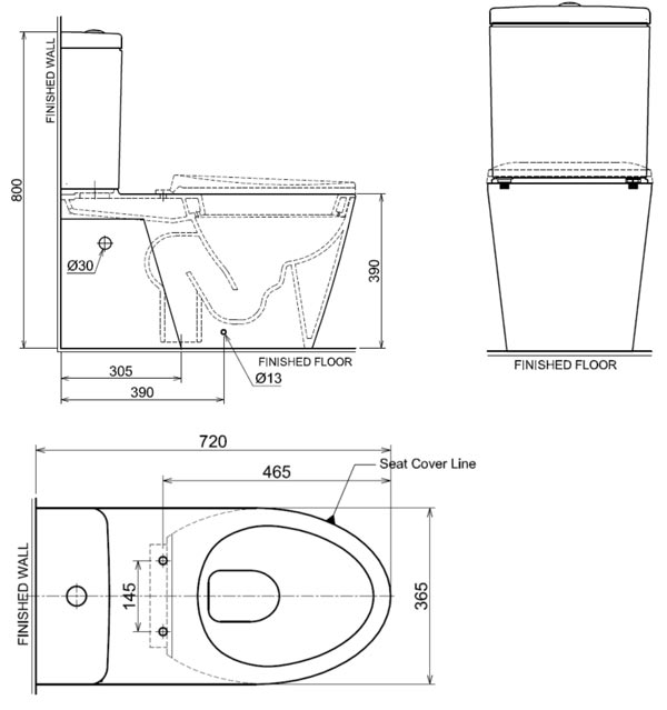 bản vẽ kỹ thuật Bồn cầu 2 khối Hafele Saturn 588.64.480