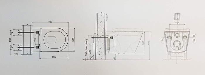 bản vẽ kỹ thuật Bồn cầu két âm tường Hafele 588.64.402