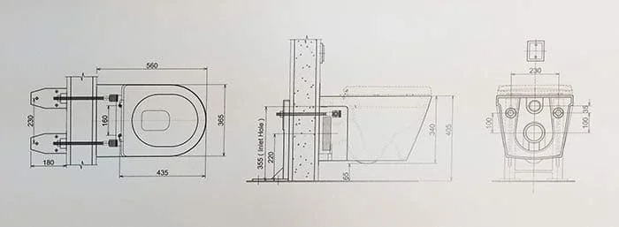 bản vẽ kỹ thuật Bồn cầu két âm tường Hafele 588.64.402