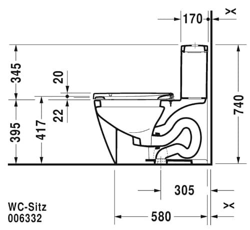 Bản vẽ kỹ thuật Bồn cầu 1 khối nắp êm Duravit Starck 2-213301