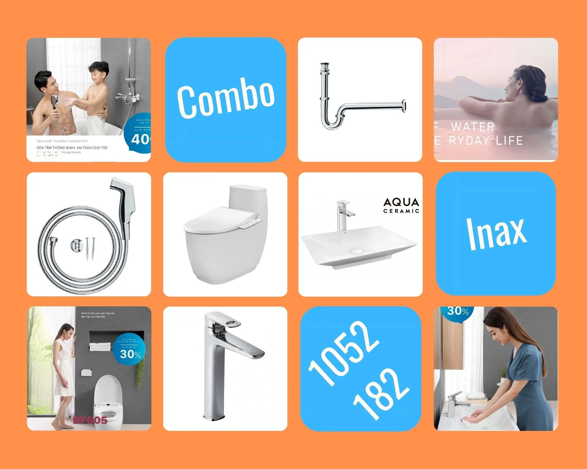 Combo trọn bộ thiết bị vệ sinh Inax 1052182