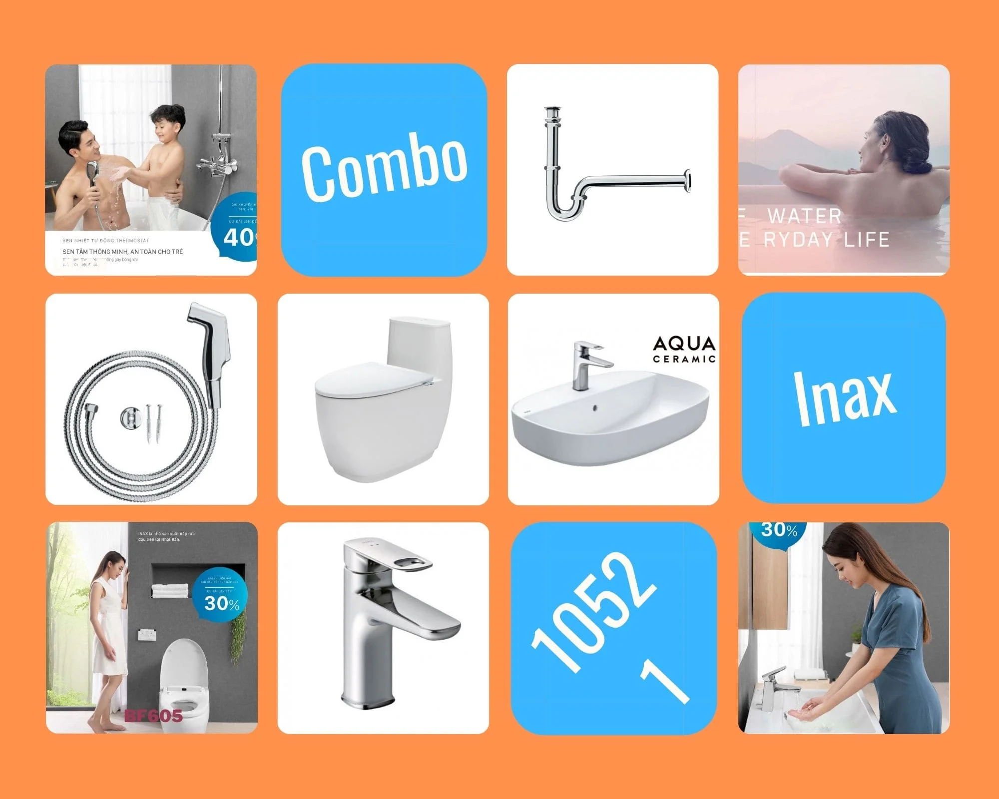 Combo trọn bộ thiết bị vệ sinh Inax 10521