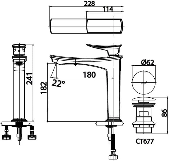 ban-ve-ky-thuat-voi-rua-mat-lavabo-nong-lanh-cotto-ct2252a