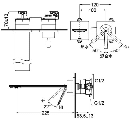 ban-ve-voi-lavabo-nong-lanh-gan-tuong-toto-tlp02310b