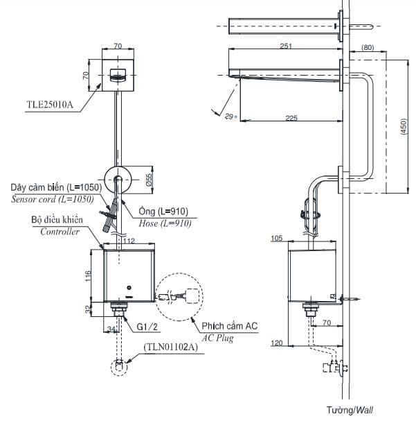 voi-cam-ung-tu-dong-gan-tuong-toto-tle25010a