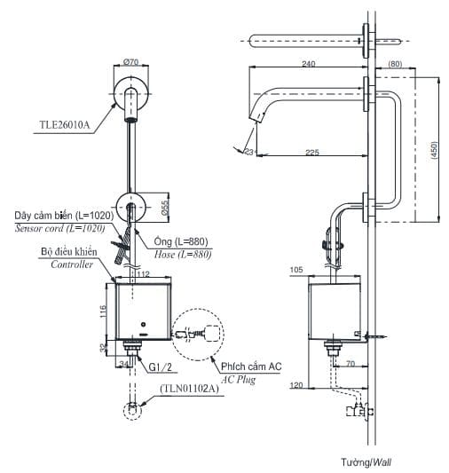 ban-ve-voi-cam-ung-tu-dong-gan-tuong-toto-tle26010a