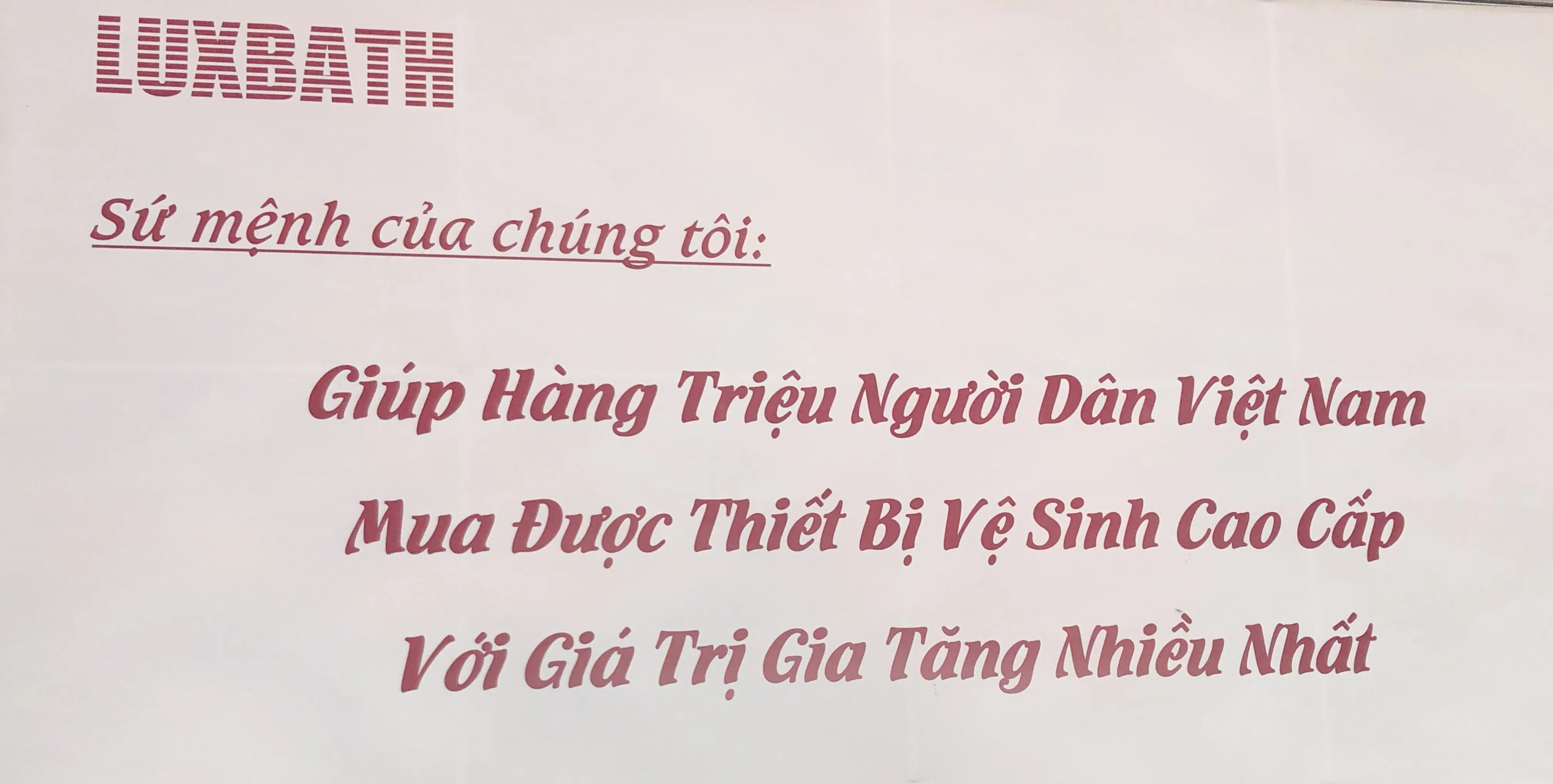Tuyên bố sứ mệnh của Luxbath