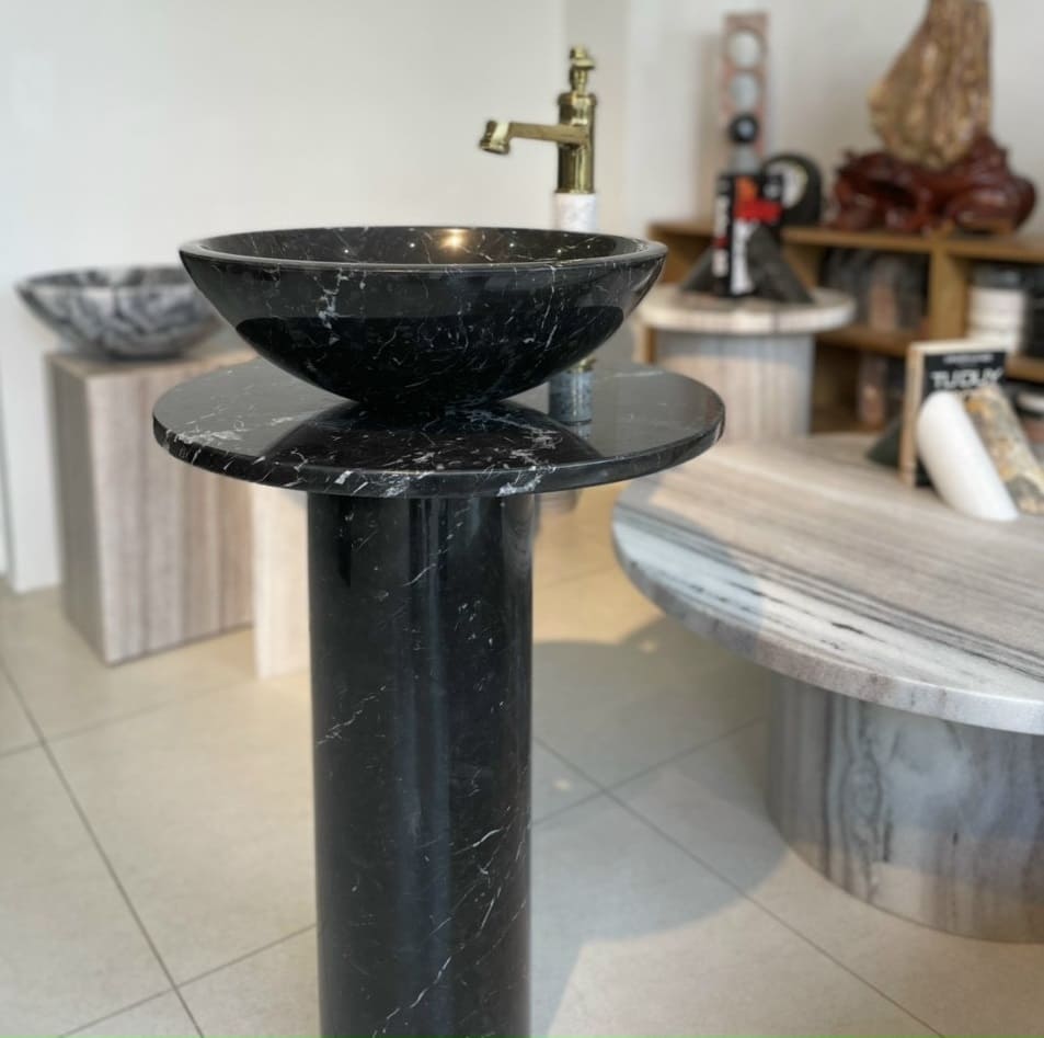 Chân trụ kê lavabo đen Việt Nam Eximstone 