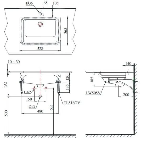 ban-ve-ky-thuat-chau-lavabo-toto-lt505t-am-ban
