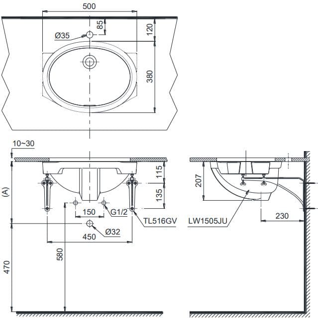 ban-ve-ky-thuat-chau-lavabo-toto-lw1505v-am-ban-oval