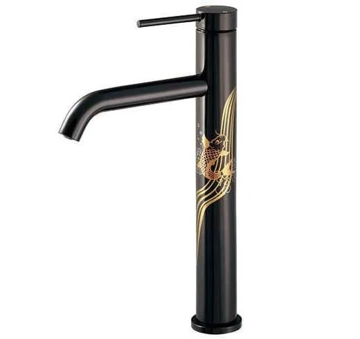 Vòi lavabo rửa mặt màu đen hoa văn Kakudai 183-268
