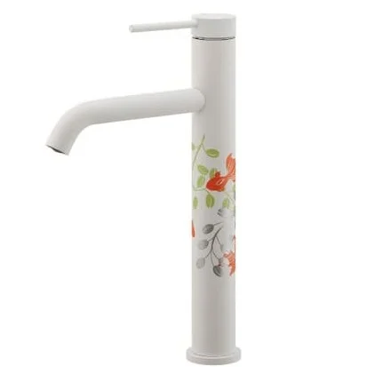 Vòi lavabo rửa mặt màu trắng hoa văn Kakudai 183-272