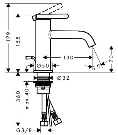 Bản vẽ vòi rửa lavabo Axor 48000670