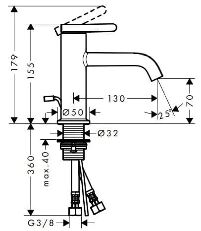 Bản vẽ vòi rửa lavabo Axor 48000260