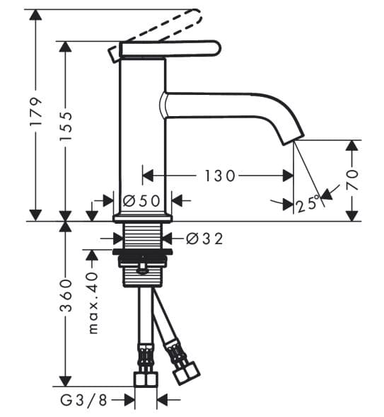Bản vẽ vòi lavabo rửa mặt Axor 48001670