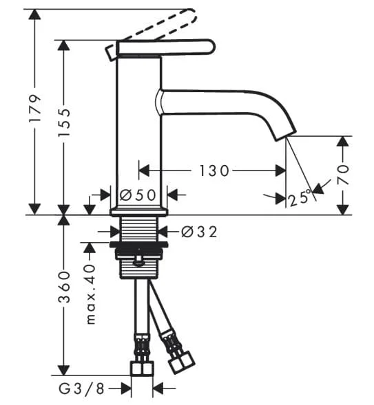 Bản vẽ vòi lavabo rửa mặt Axor 48001000