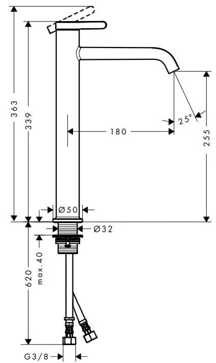 Bản vẽ vòi rửa lavabo Axor 48002990
