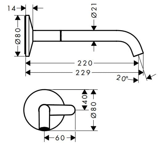 Bản vẽ vòi lavabo rửa mặt đen Axor 48112670