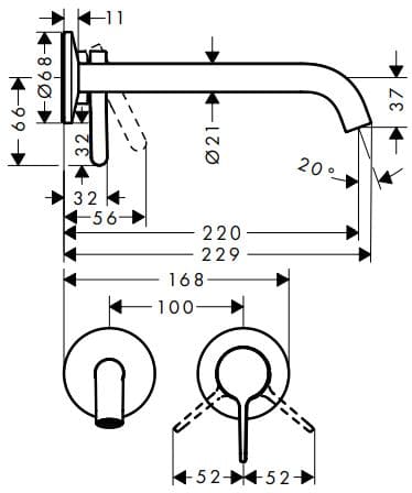 Bản vẽ vòi nước rửa mặt Axor 48120670
