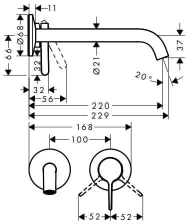 Bản vẽ vòi nước rửa mặt Axor 48120300