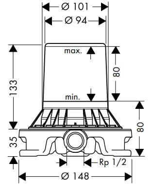 Bản vẽ chân sen bồn đặt sàn Axor 10452180