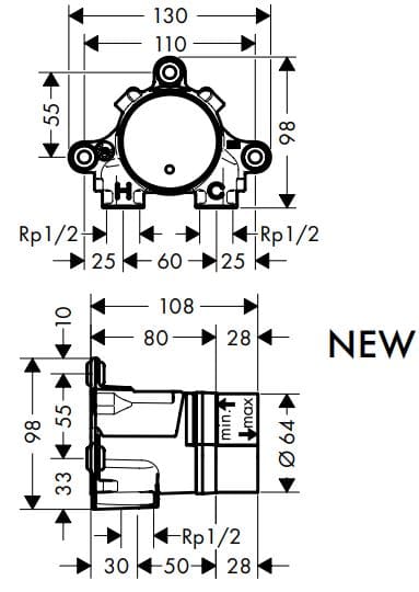 Bản vẽ chân bắt vòi rửa mặt Axor 13625180