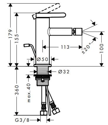 Bản vẽ vòi tiểu Axor 48210000