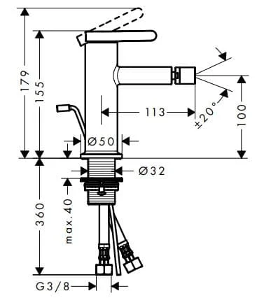 Bản vẽ vòi tiểu Axor 48210000