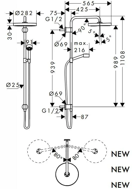 Bản vẽ sen tắm Axor 48790670