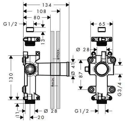 Chân van âm tường Axor 45770180