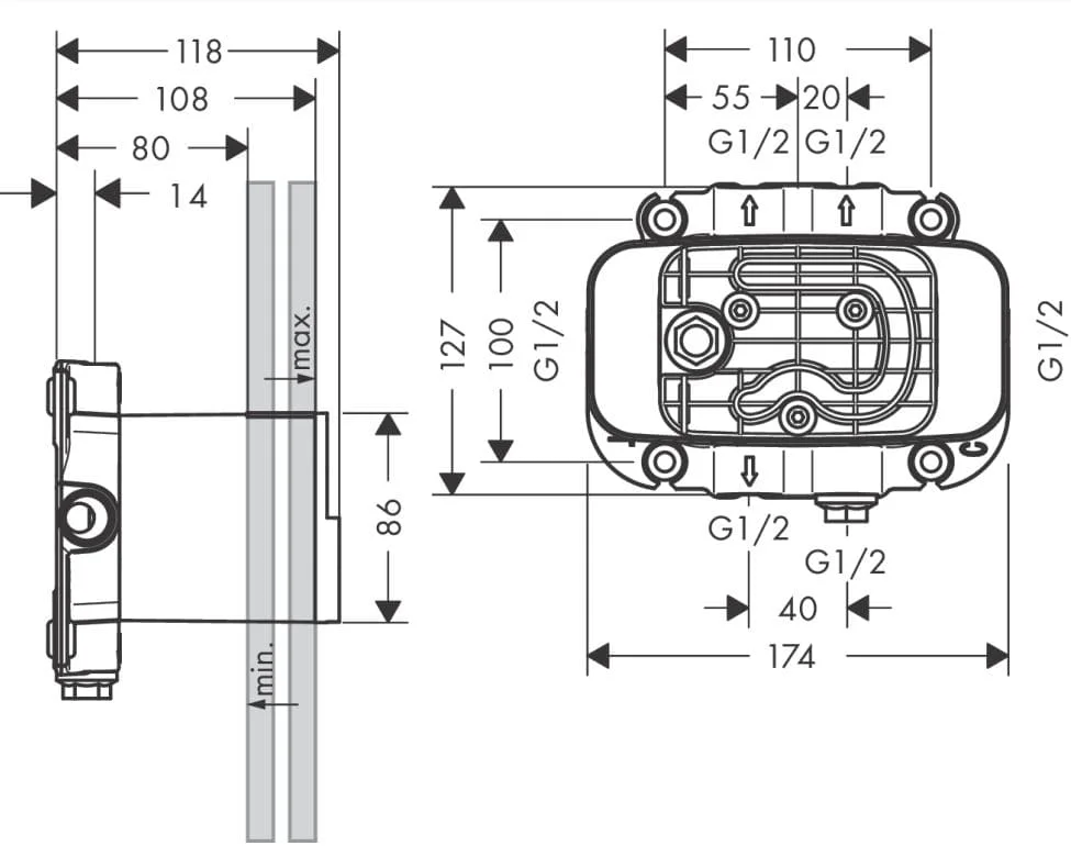 Chân bắt vòi lavabo âm tường Axor 45790000