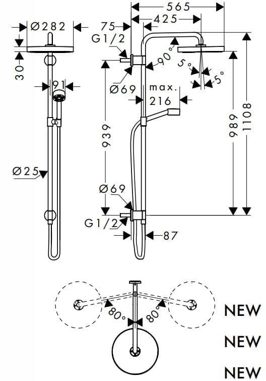 Bản vẽ sen tắm Axor 48790950