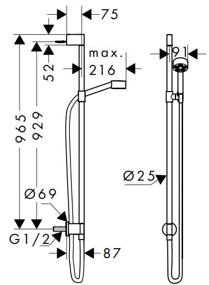 Bản vẽ sen tắm Axor 48791300