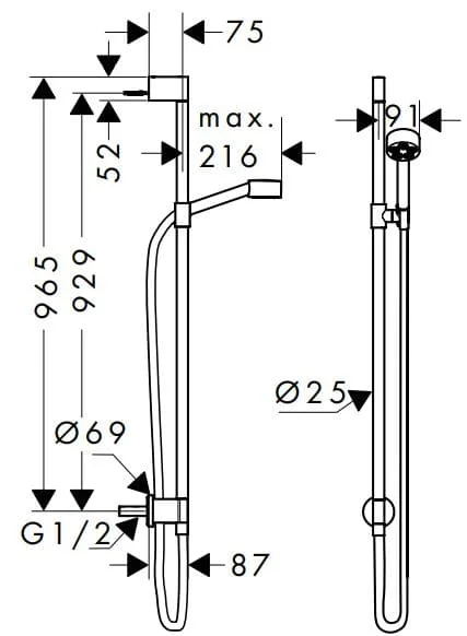 Bản vẽ sen tắm Axor 48791000