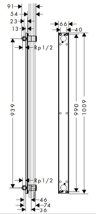 Bản vẽ thanh cố định âm tường Axor 48798180
