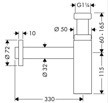 Bản vẽ bộ xi phông chậu rửa mặt Axor 51305670