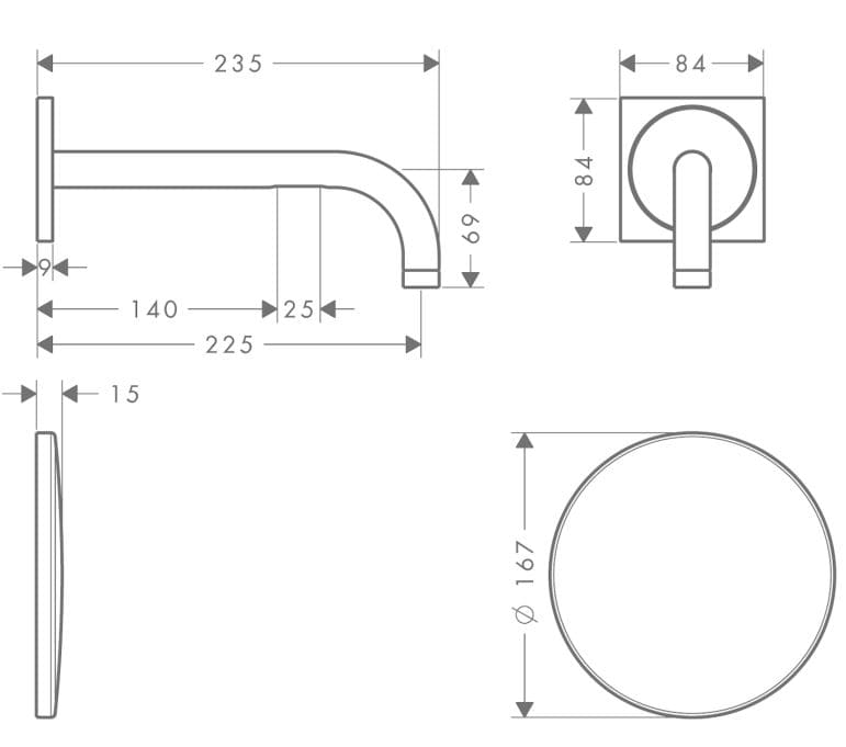 Bản vẽ vòi rửa cảm ứng âm tường Axor 38120330