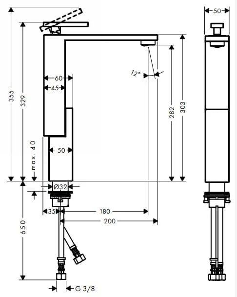 Bản vẽ vòi nước bồn rửa Axor 46030330