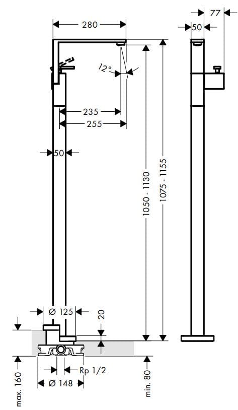 Bản vẽ vòi nước bồn rửa Axor 46040000