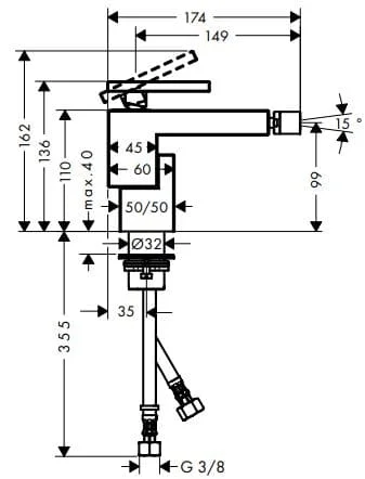 Hình ảnh: Bản vẽ vòi tiểu Axor 46210000