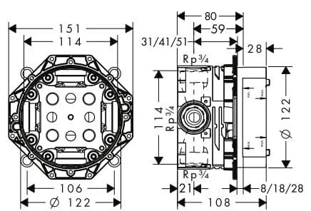 Chân bắt sen tắm âm Axor 01700180