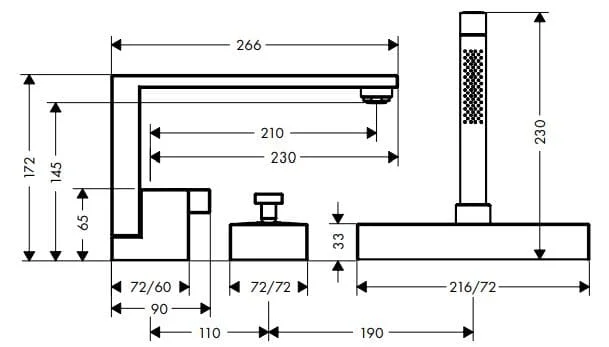 Bản vẽ sen bồn tắm Axor 46430300